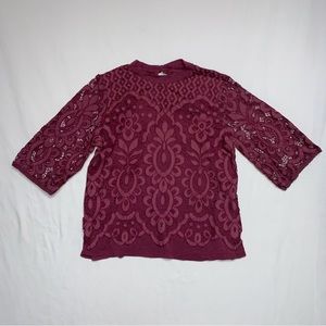 🆕 Burgundy Lace Shirt Girl’s 7-8 Tunic Top Blouse School Fall Adorable Pictures